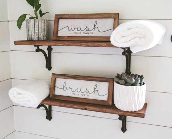 6" Nominal Depth Wood Shelf with Iron Brackets | Farmhouse Style Wood Shelf - Image 3