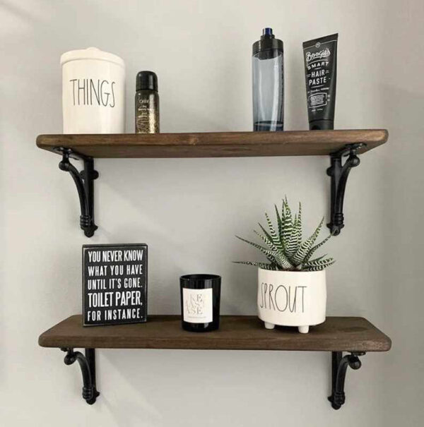 6" Nominal Depth Wood Shelf for Bathroom with Cast Iron Corbels - Image 3