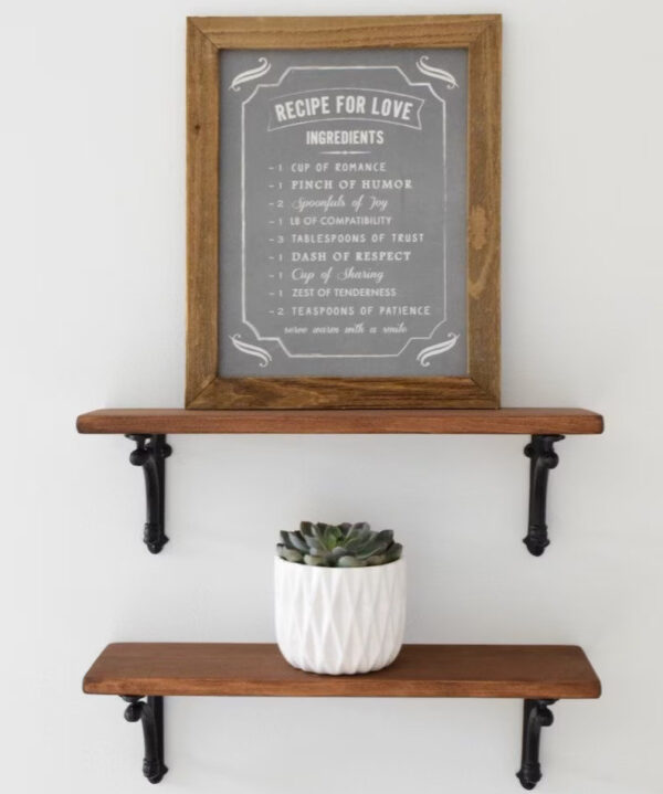 6" Nominal Depth Wood Shelf with Black Iron Corbel Brackets - Image 4