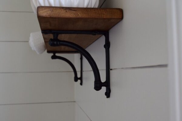 6" Nominal Depth Wood Shelf with Black Iron Corbel Brackets - Image 6